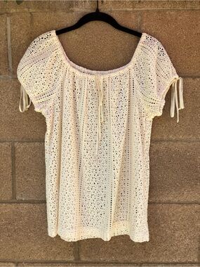Cream Eyelet Lace Peasant Blouse
